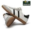 Cow Leather Elevator Sneakers Couple's Casual Shoes with Height Increase Lightweight Anti-Slip Sports Flat&5cm Sheepskin Lining