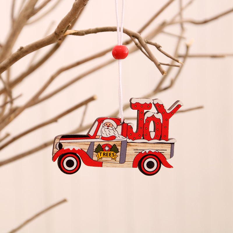 

Christmas Tree Wooden Pendant with Santa Car Design
