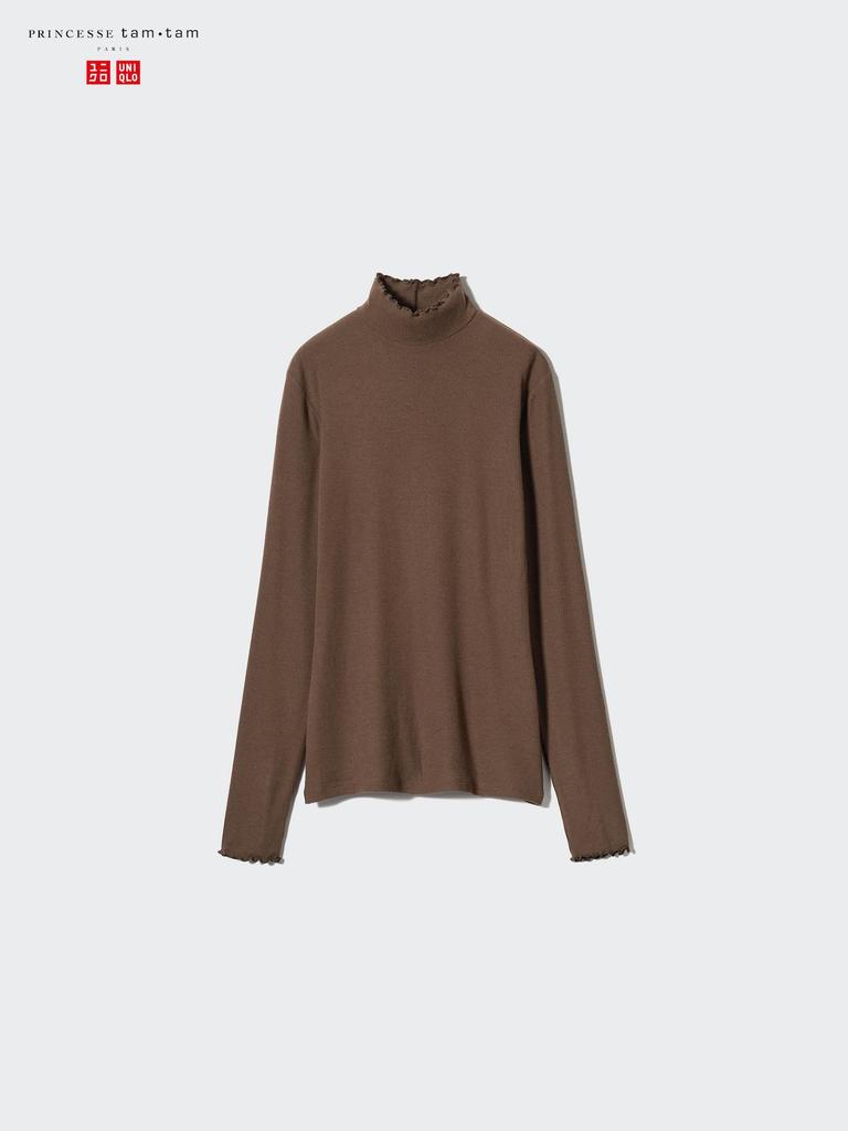 Uniqlo ExTra Warm HeaTTech Cashmere Blend Ribbed Mock Neck T shirT