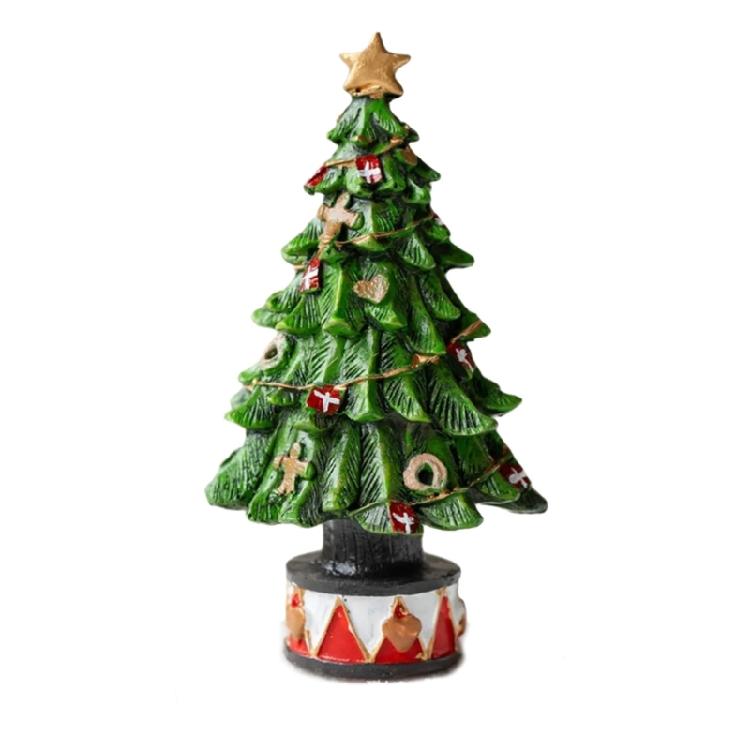 Festival Colorful Christmas Houses Tree Bear Statue Resins Miniature Figurine Ornament Seasonal Holiday Desktop Decors