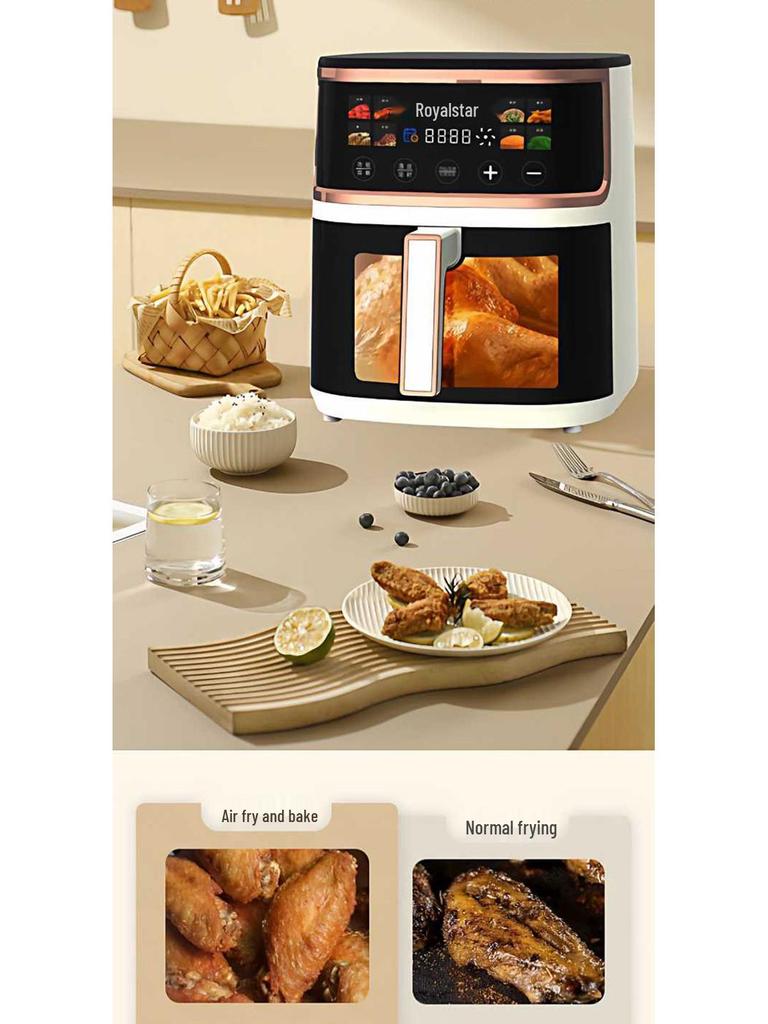 Rongshengda Smart Multifunctional Air Fryer Oven - Large Capacity, Fully Automatic, Electric Visual Fryer for Home Use