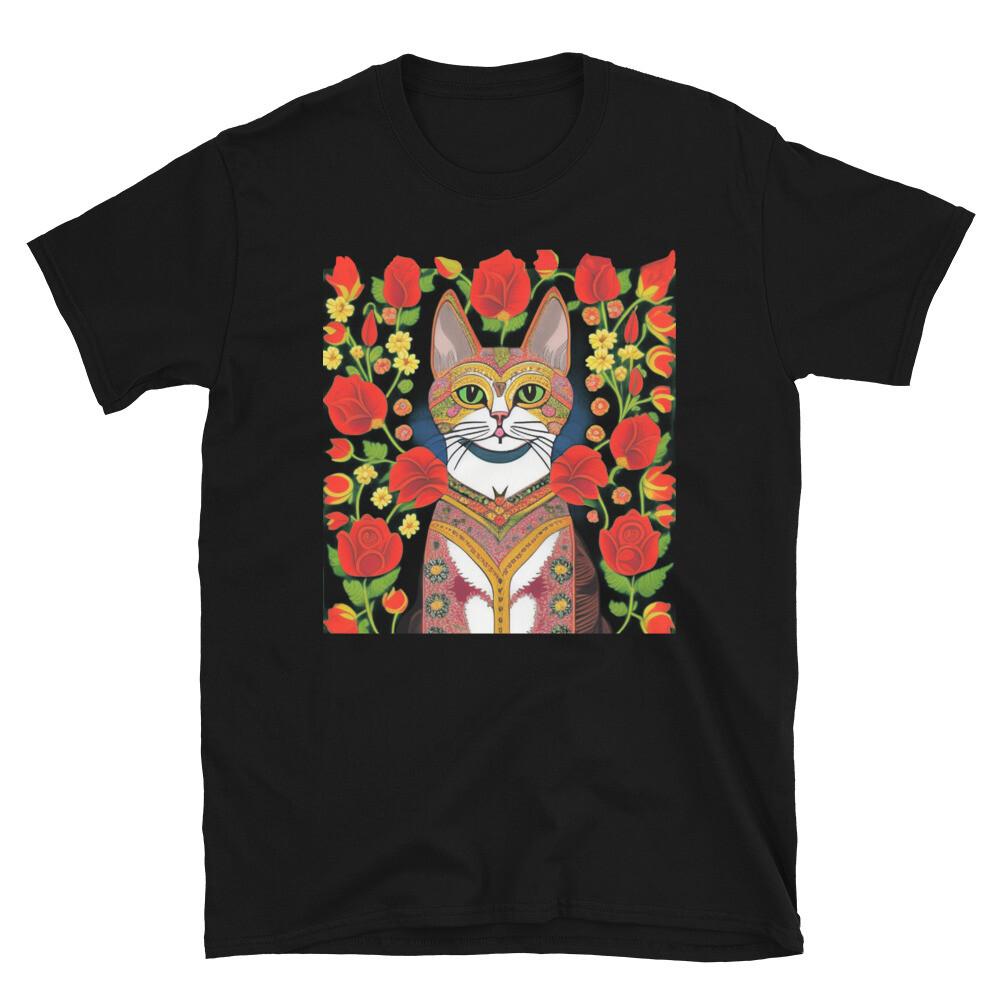 Colorfull folk art cat T-Shirt Unisex T-Shirt S