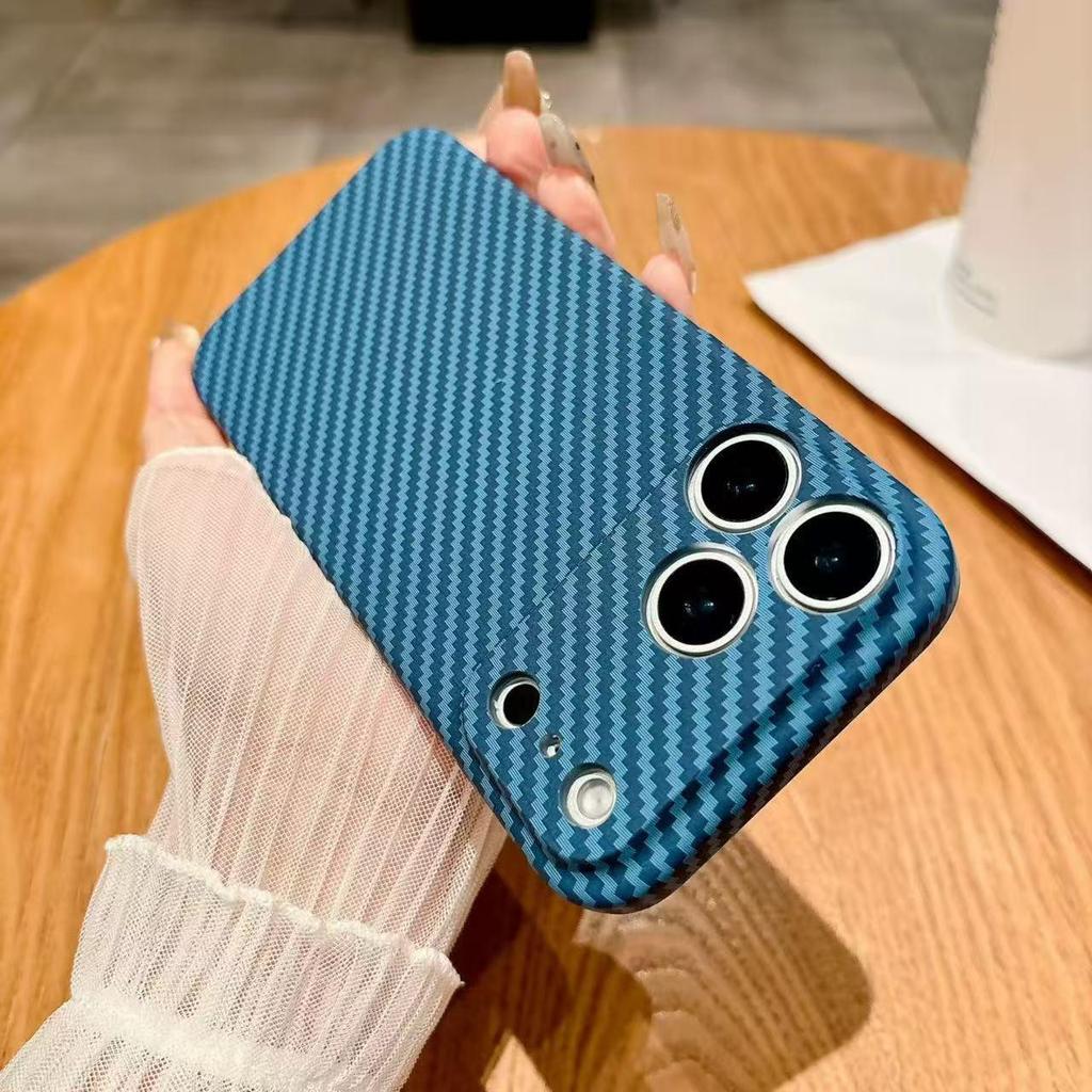 Color-Block Carbon Fiber Texture iPhone 17 Pro Max Protective Case Full Coverage