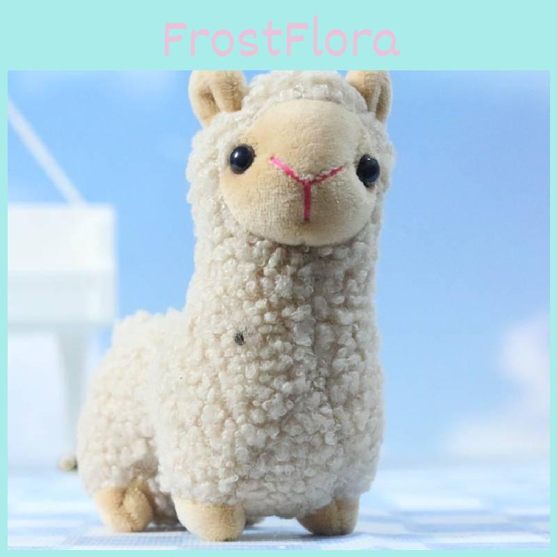 Adorable Soft Alpaca Plush Toy Keychain With Fluffy Short Plush In White Pink Brown