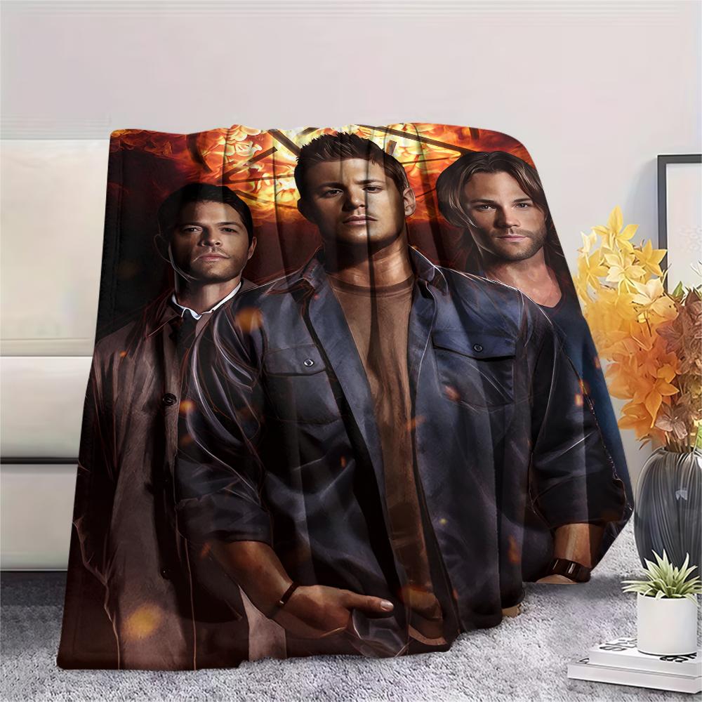 1PC Supernatural Print Flannel Blanket, High Quality All Seasons, Home Decor, Warmth and Comfort, Perfect for Christmas Gifts