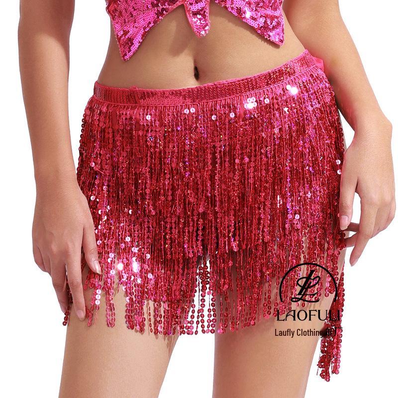 Bohemian Sequin Tassel Hip Scarf for Halloween Belly Dance Performance