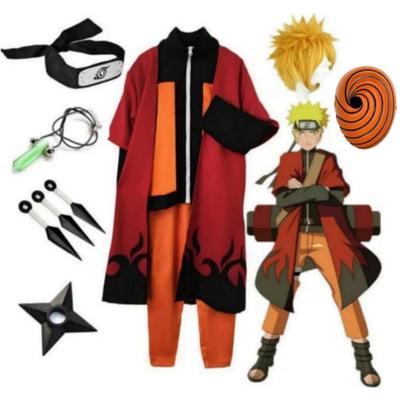 Naruto Uzumaki Akatsuki Cosplay Kostým, Naruto Shippuden Klasická Postava z Anime Bunda Kalhoty Čelenka Paruka Oblečení pro Halloween Karnevalovou Párty