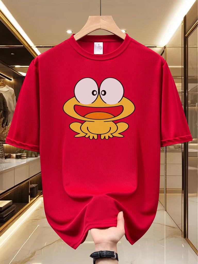 Unisexs Cute Big Eyes Yellow Frog Cartoon Print T Shirt Summer Quick Dry Breathable Short Sleeve Tee Funny Animal Graphic Street