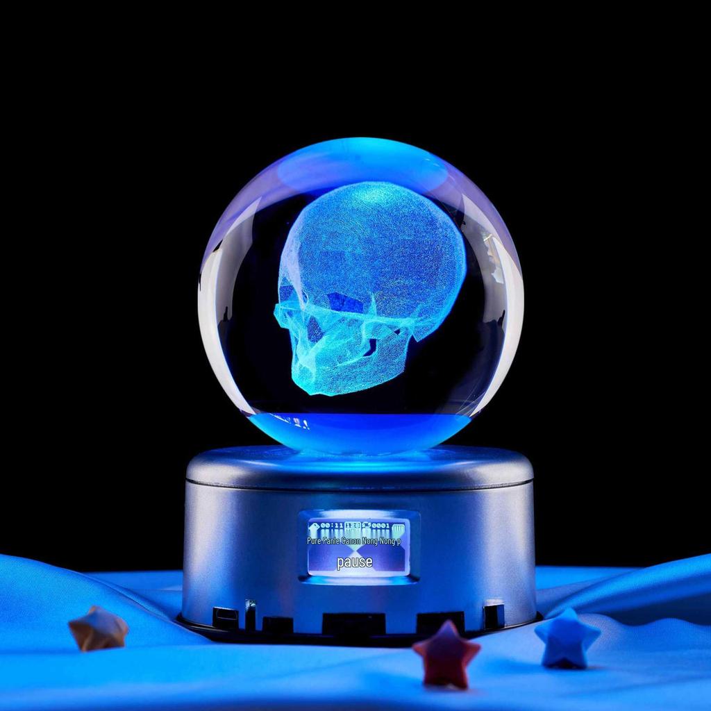 Skull Bluetooth Stand with Luminous Crystal Ball Night Light Decoration
