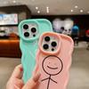 N80 Cartoon Matchman Design Macaron Wavy Edge Phone Cases for iPhone 15 Pro Max Samsung A54 A13 A14 S23 S24 Ultra Redmi Note 13 Pro Shockproof Cover