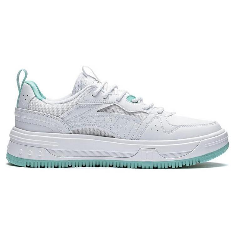 New LiNing Anti-Slip And Wear-Resistant Height Increasing Low-Top Skateboard Shoes Men's White Cyan AGCT143-1