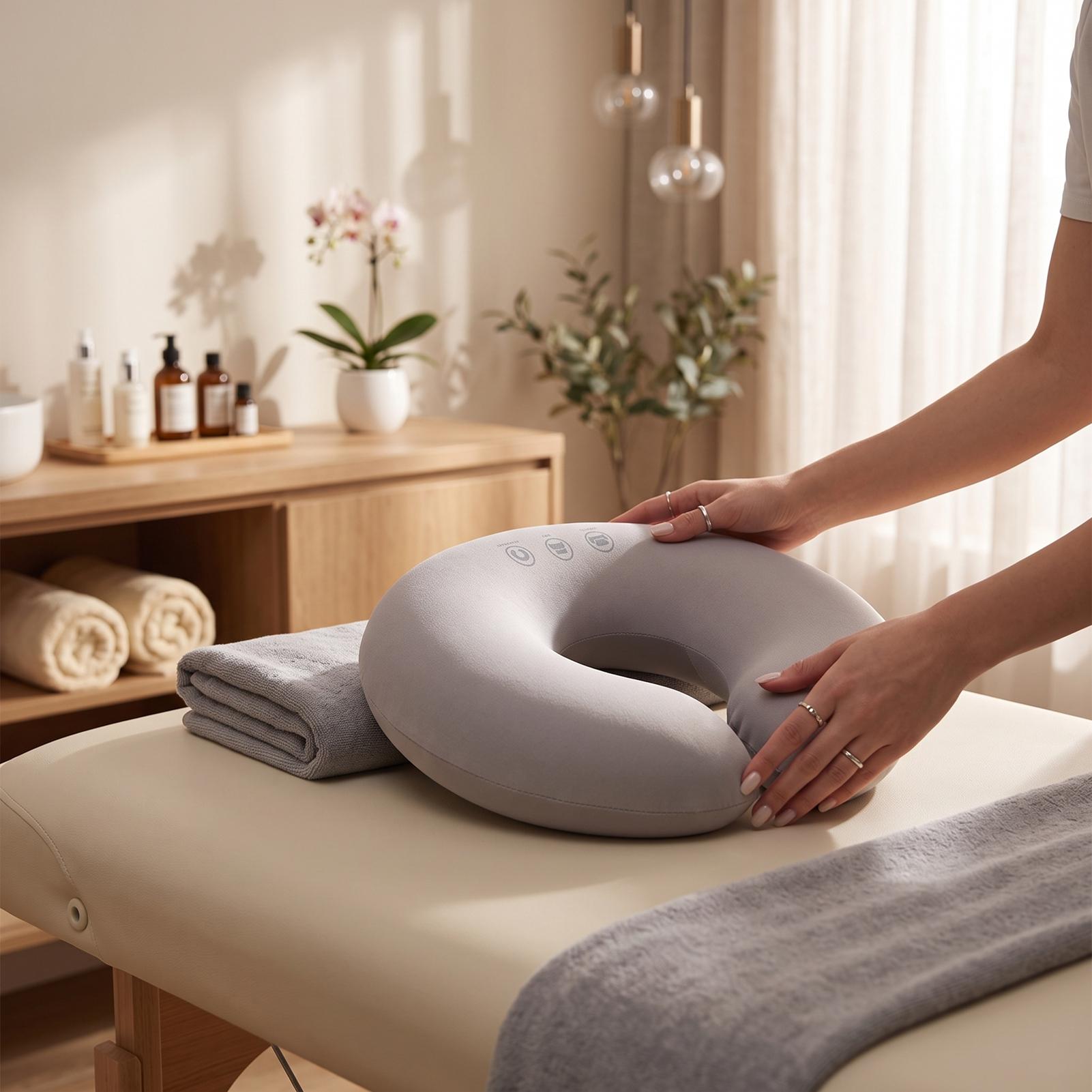 Poduszka pod twarz w kształcie litery U na łóżko do spa Ergonomiczne zakrzywione podparcie Oddychająca poduszka pod twarz na łóżko do masażu do użytku w salonie kosmetycznym beige