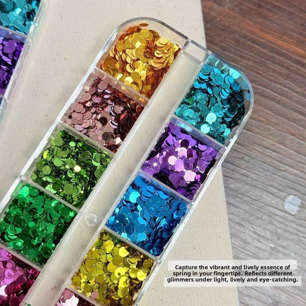 Colorful Glitter Nail Accessories 12-Grid Nail Charms  Nail Salon
