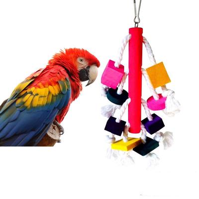 Parrot Standing Wooden Beads Toy Round Wheel Hanging Chewing Toy Cage Decor for Pet Birds Bird Swing Toy