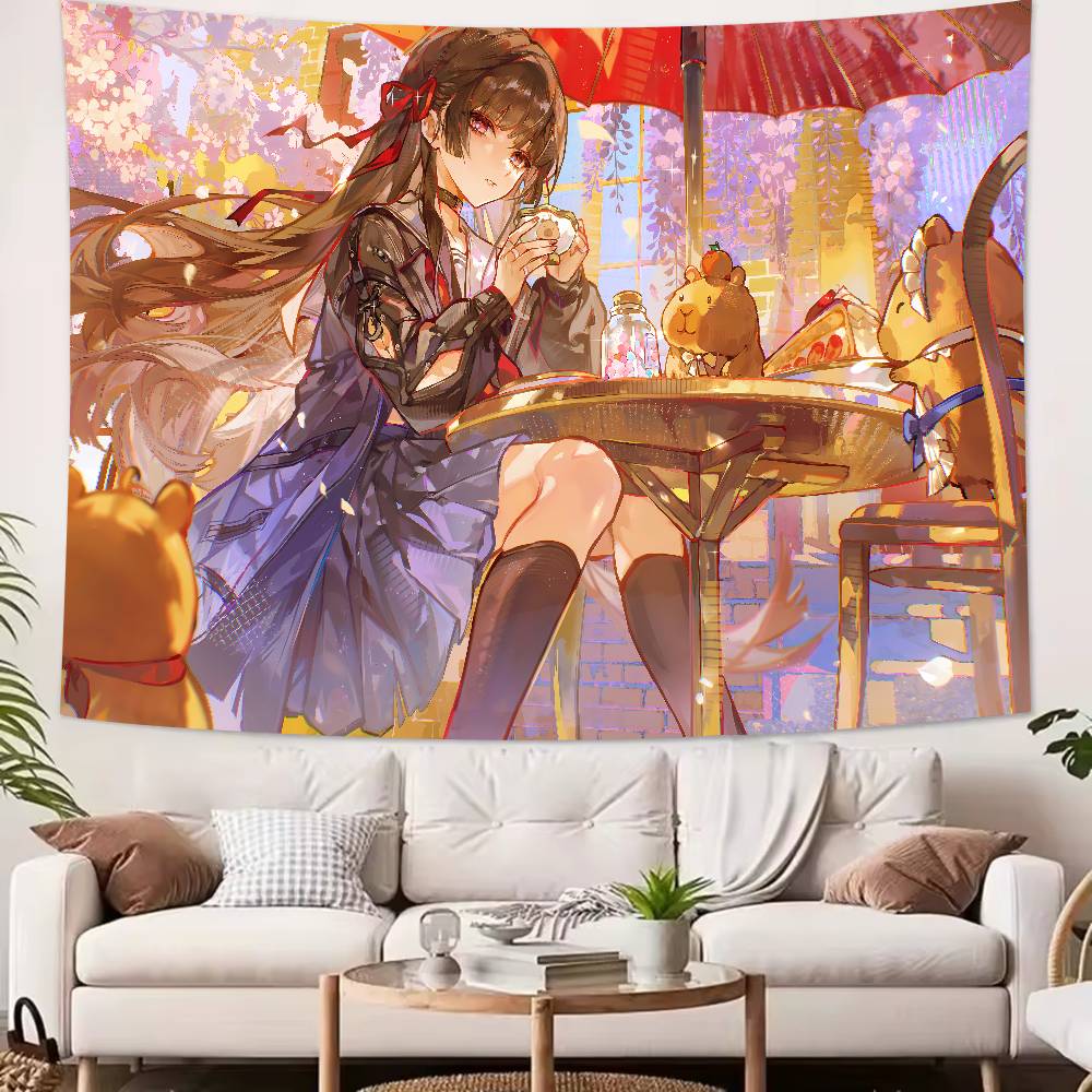 Hot Pretty Girl Chisa Wuthering Wave GAMING Tapestry Wall Hanging Wall Rugs Dorm Decor Blanket Camping Decoration Tapestry