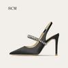 Dámské diamantové sandály s hlavou Bao 2025 Nové tenké jehlové podpatky Špičaté z ovčí kůže Vysoké podpatky Dámské svatební boty Velikost 34-45