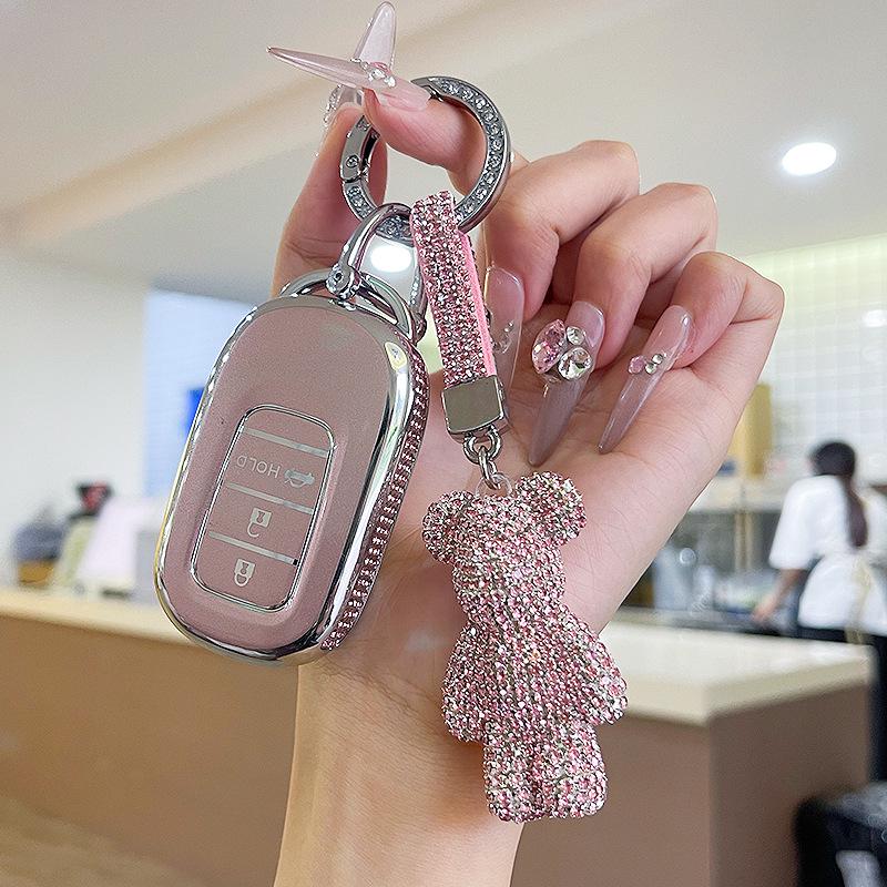 Premium Women's Car Key Case for Honda Accord, Civic, CR-V, Fit, Odyssey, Vezel, Lingpai, and XR-V