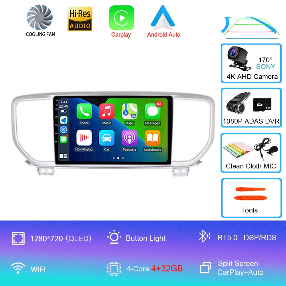 For Kia Sportage 4 QL 2018 - 2022 Car Radio Android 14 Carplay Navigation GPS Multimedia Player stereo wifi+4G Auto BT 360Camera