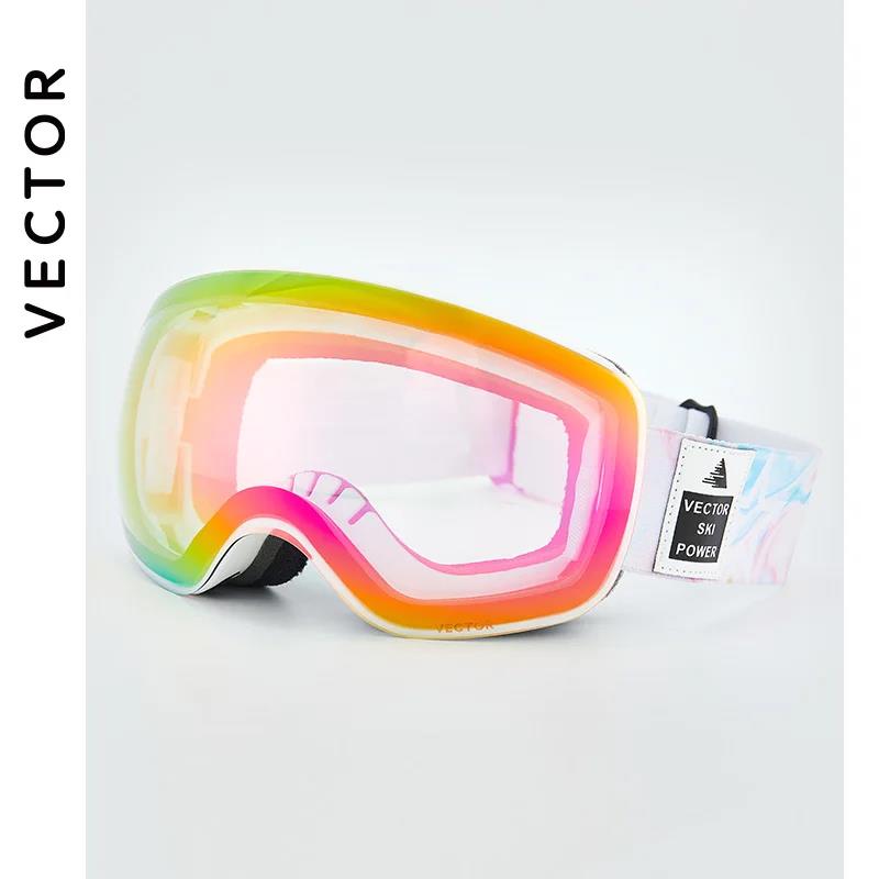 VECTOR OTG Ski Snowboard Goggles Women Men Skiing Eyewear UV 400 Snow Protection Glasses Adult Double Spherical Mirror Magnetic 7