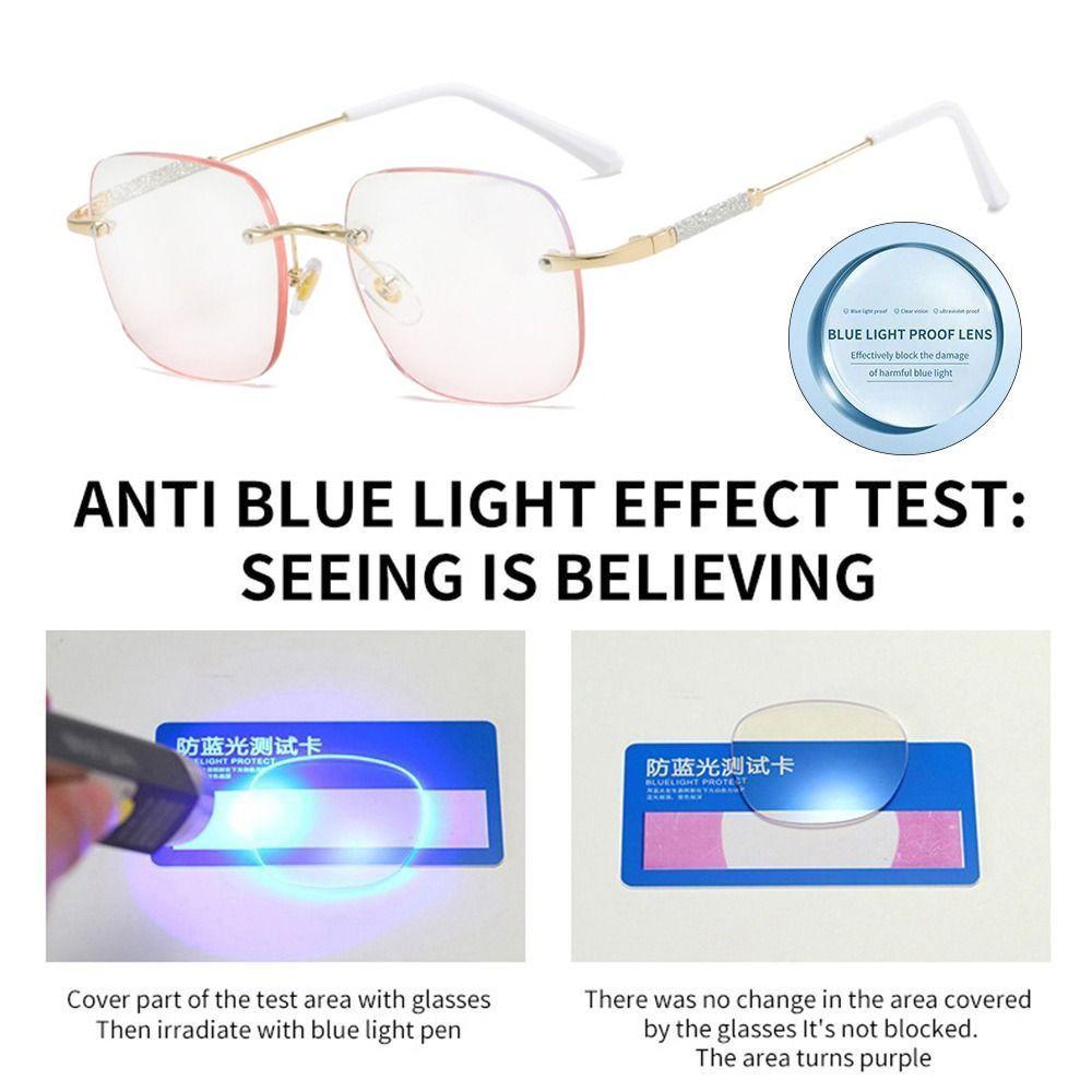 Blue Ray Blocking Anti-Blue Light Reading Glasses Ultralight Eye Protection Hyperopia Glasses Shiny Rhinestone Metal
