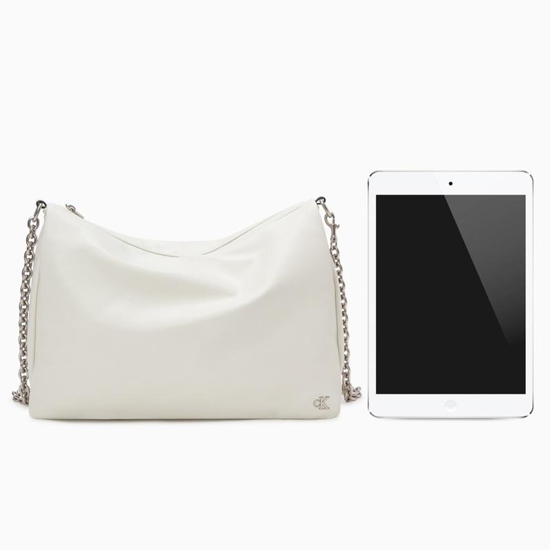 New CALVIN KLEIN Synthetic Material Shoulder Bags Small Square Bag Crossbody Bags Medium Size Women's Ivory White DH3575-115