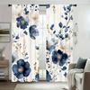 1pc Navy blue and gold floral print pattern curtains   polyester fabric   suitable for bedroom living room decoration