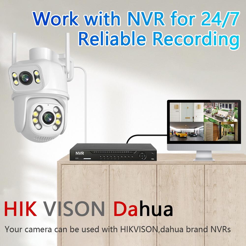 2024 Nová 8MP EU 4K duální čočka WIFI PTZ IP bezpečnostní kamera v reálném čase Duální obrazovka Ai Auto Tracking Body Detection Venkovní vodotěsný CCTV dohled
