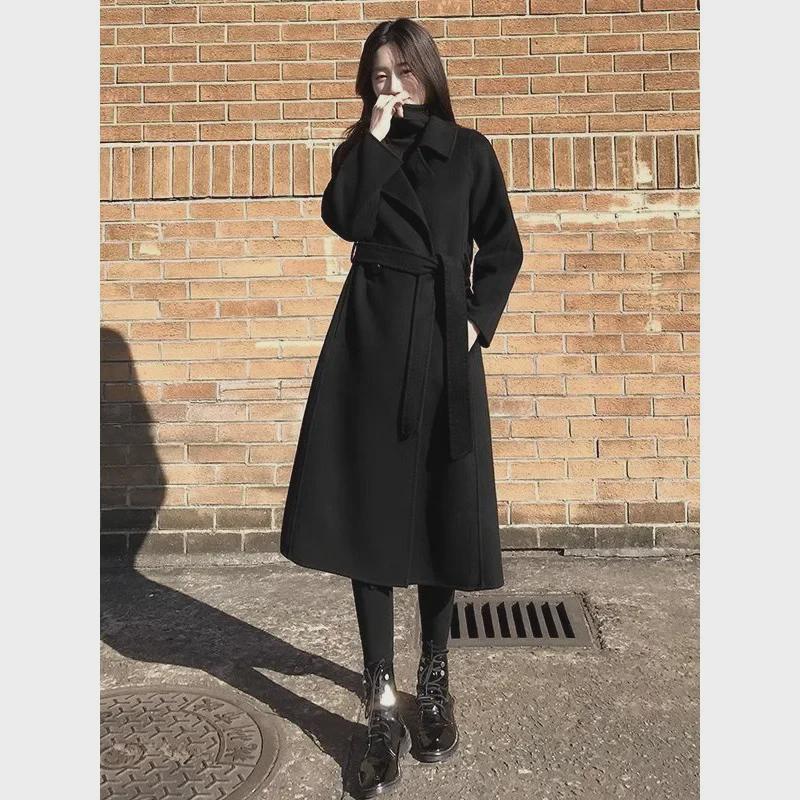 2023 Autumn/Winter Slim Double-Faced Wool Coat - Over-Knee Length