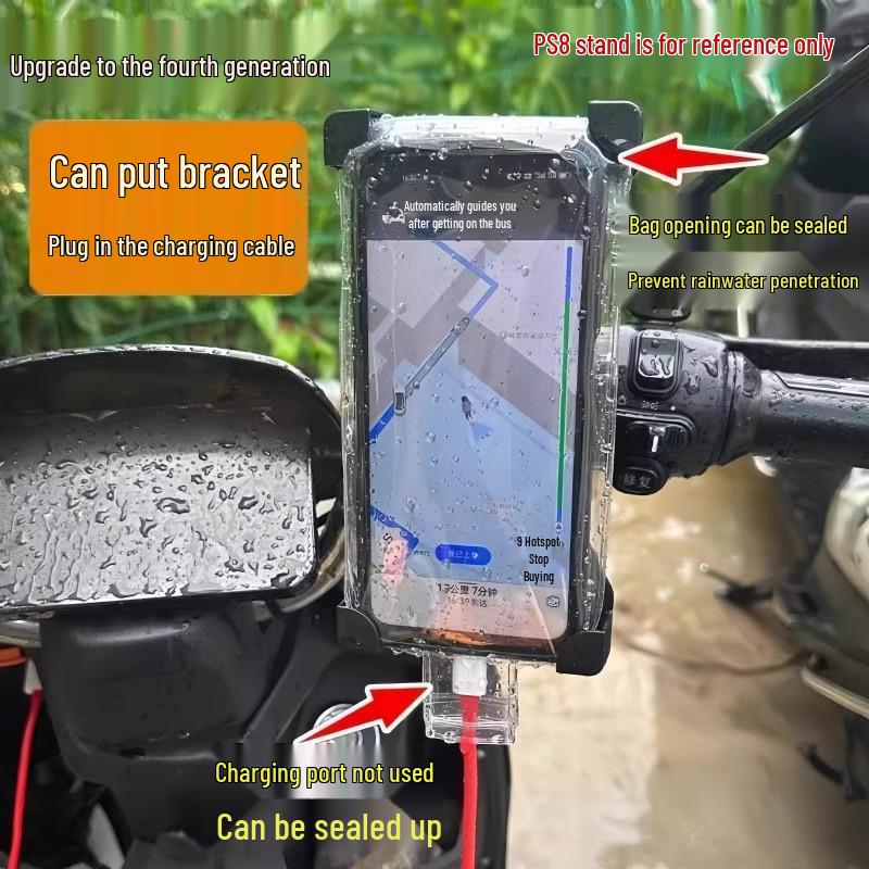Rechargeable Waterproof Phone Case for Cyclists: Thickened HD Touchscreen, Rainproof Bag