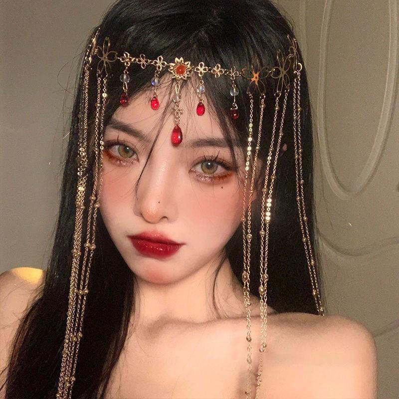 Handgefertigtes Süßes Hochzeitskopfstück Kristall Braut-Kopfkette Diadem Haarschmuck für Damen Strass Stirn-Haarband Zubehör