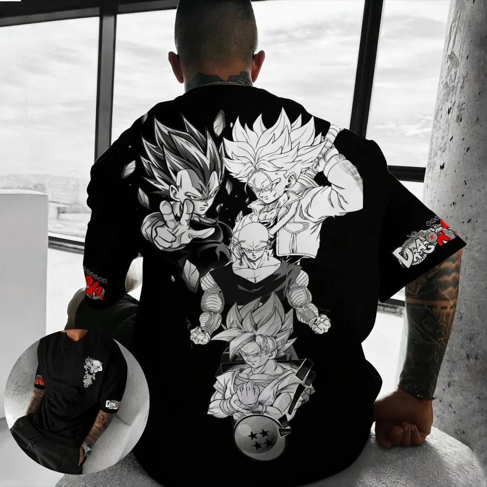 Dragon Ball Z Super Saiyan Group Graphic Dual-Sided Oversized T-Shirt Vintage Anime Harajuku Streetwear Unisex Casual T-shirt