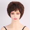 Peruca curta loira ombré, marrom, para mulheres, uso diário, festa, cabelo sintético natural, peruca com franja, fibra resistente ao calor