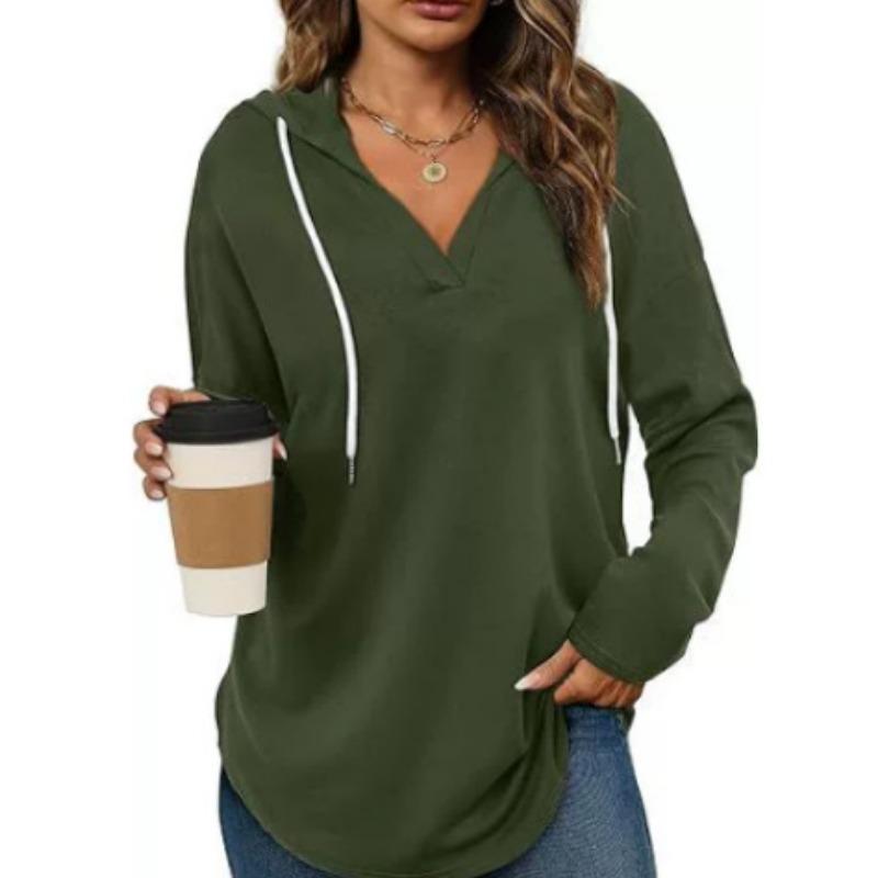 Women S V Neck Hooded Long Sleeve Casual Fall Sweatshirt