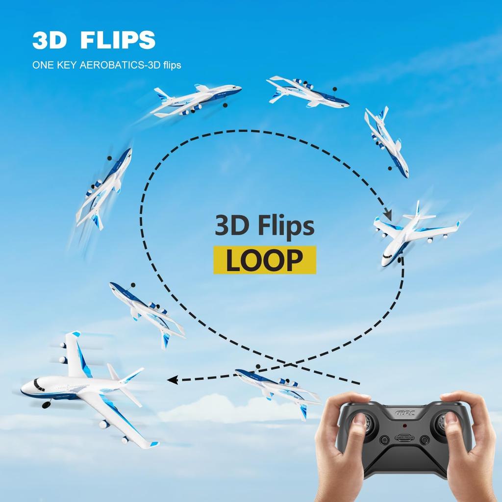 4DRC Remote Control Airplane for Kids Boys Adults, G2 Remote Control Plane Jet for Beginners Adult, Ready To Fly Airplane with One Key Aerobatic LED