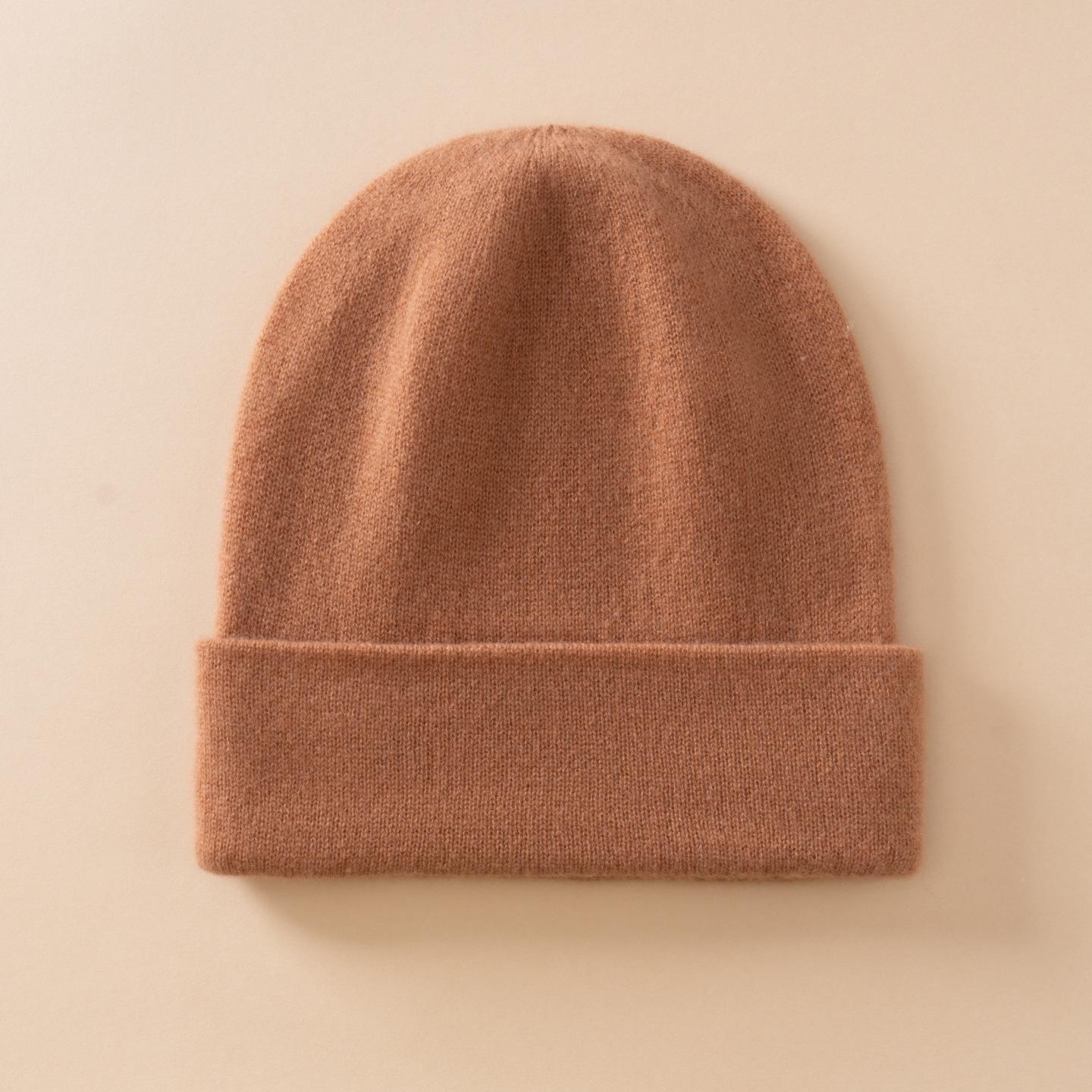 Unisex 100% Pure Cashmere Double-Layer Knit Hat - Thick, Warm, Versatile Beanie One Size тыква