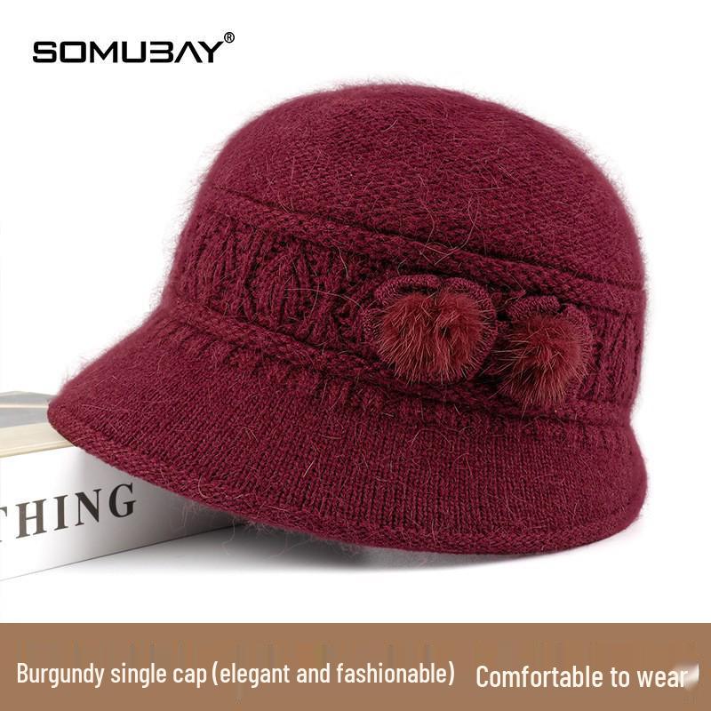 

Уютный зимний набор шапка и шарф для женщин среднего и пожилого возраста - Теплый вязаный кроличий мех и хлопок One Size