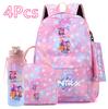 4 Pezzi/set Zaino Stampato con Lettere Inglesi Borsa Grande per Libri Borsa a Mano Custodia borsa con Portabottiglie Acqua da 750ml Zaino Scolastico Ragazzo Ragazza