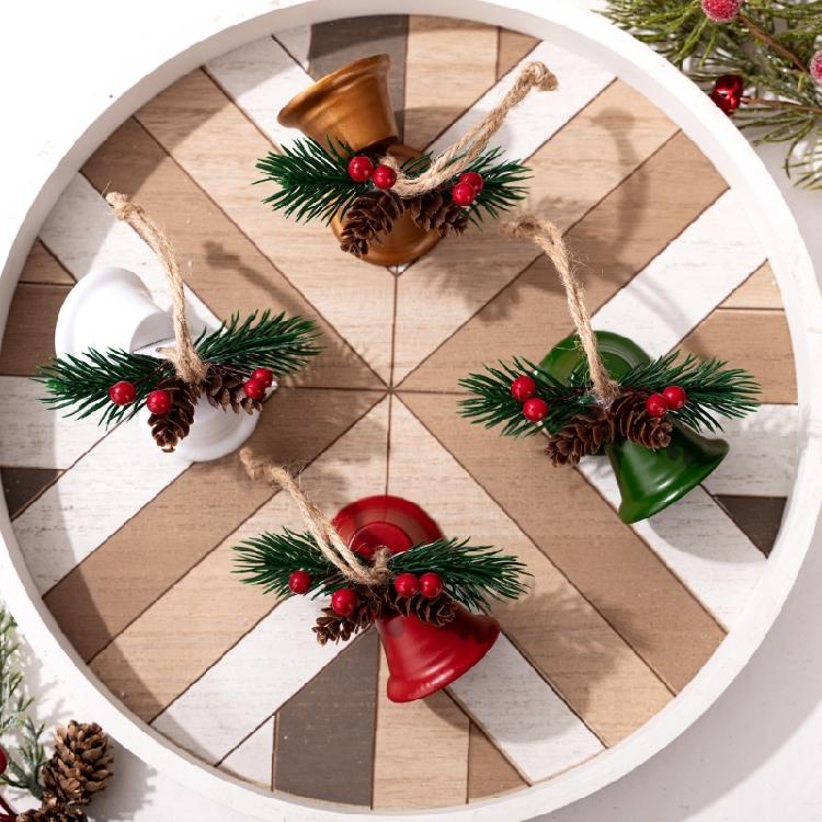 4 Pcs Christmas Ornament Bells Christmas Bells Metal Decorative Bells for Holiday Wedding Party Decoration