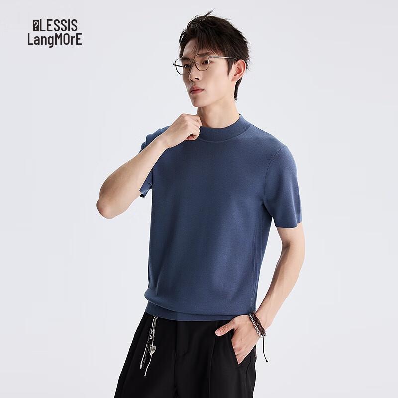 

LILANZ Мужской шерстяной свитер с коротким рукавом и воротником-стойкой, машинная стирка 3XL