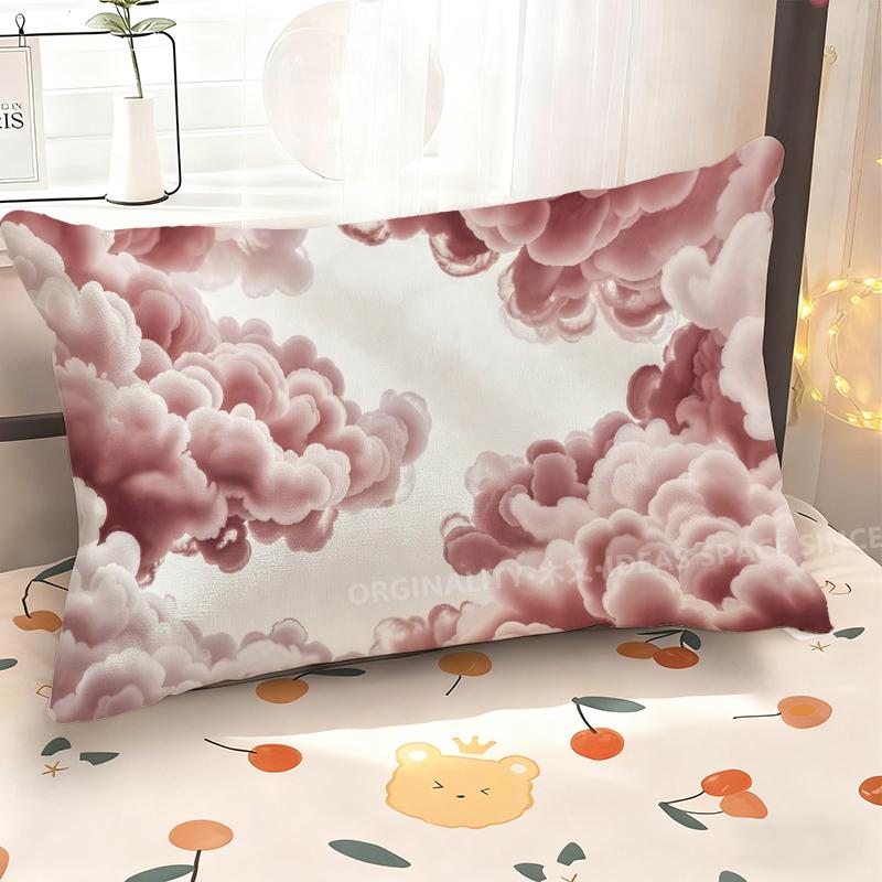 Pink Clouds Pattern Pillowcase Suitable For Sofa Bedroom Car Pillow Cover Cushion Rectangular Back Cushion