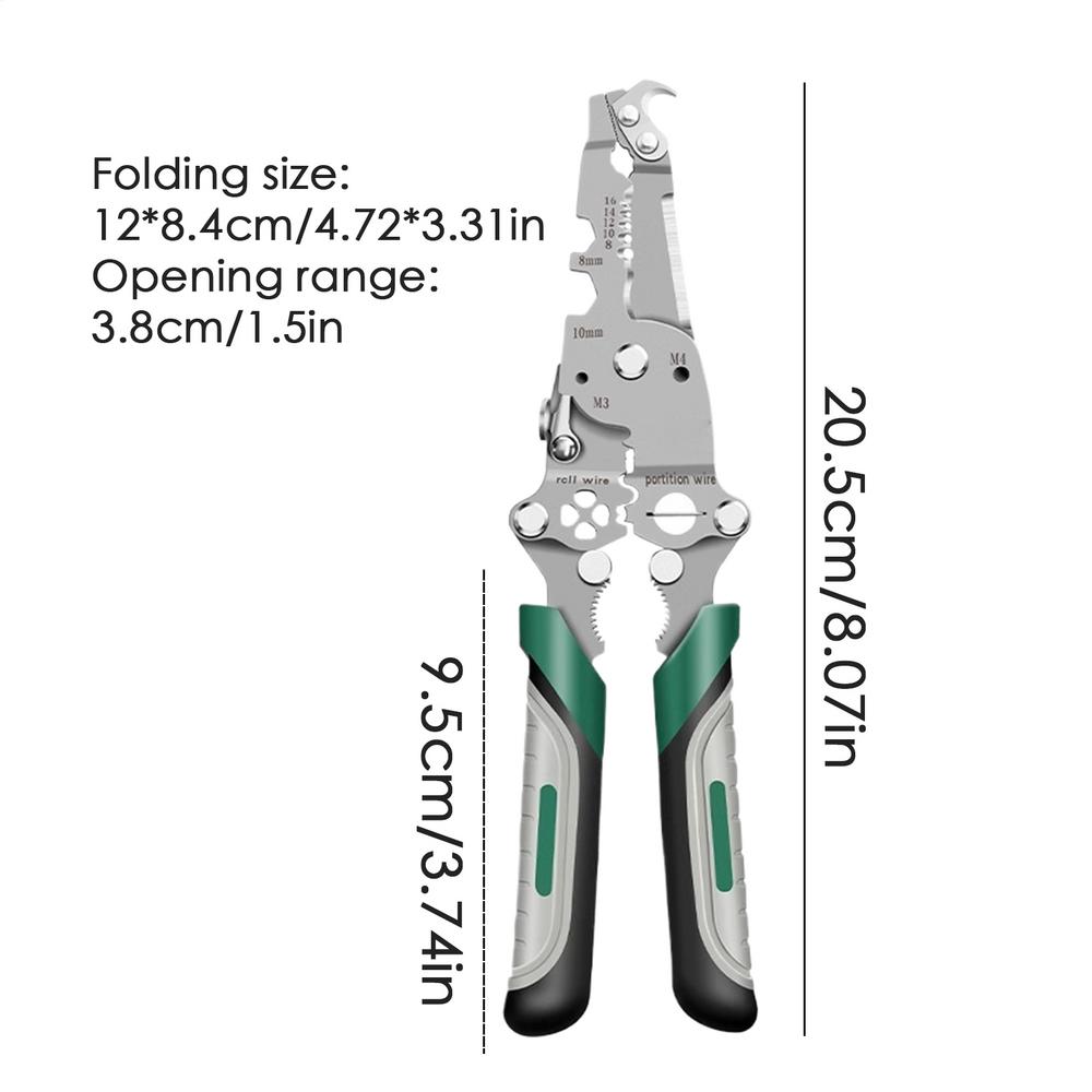 18 In 1 Foldable Wire Stripper Crimper Cable Cutter Pliers Heavy Duty Electrical Pliers For Wire Stripping Shearing Cutting Tool