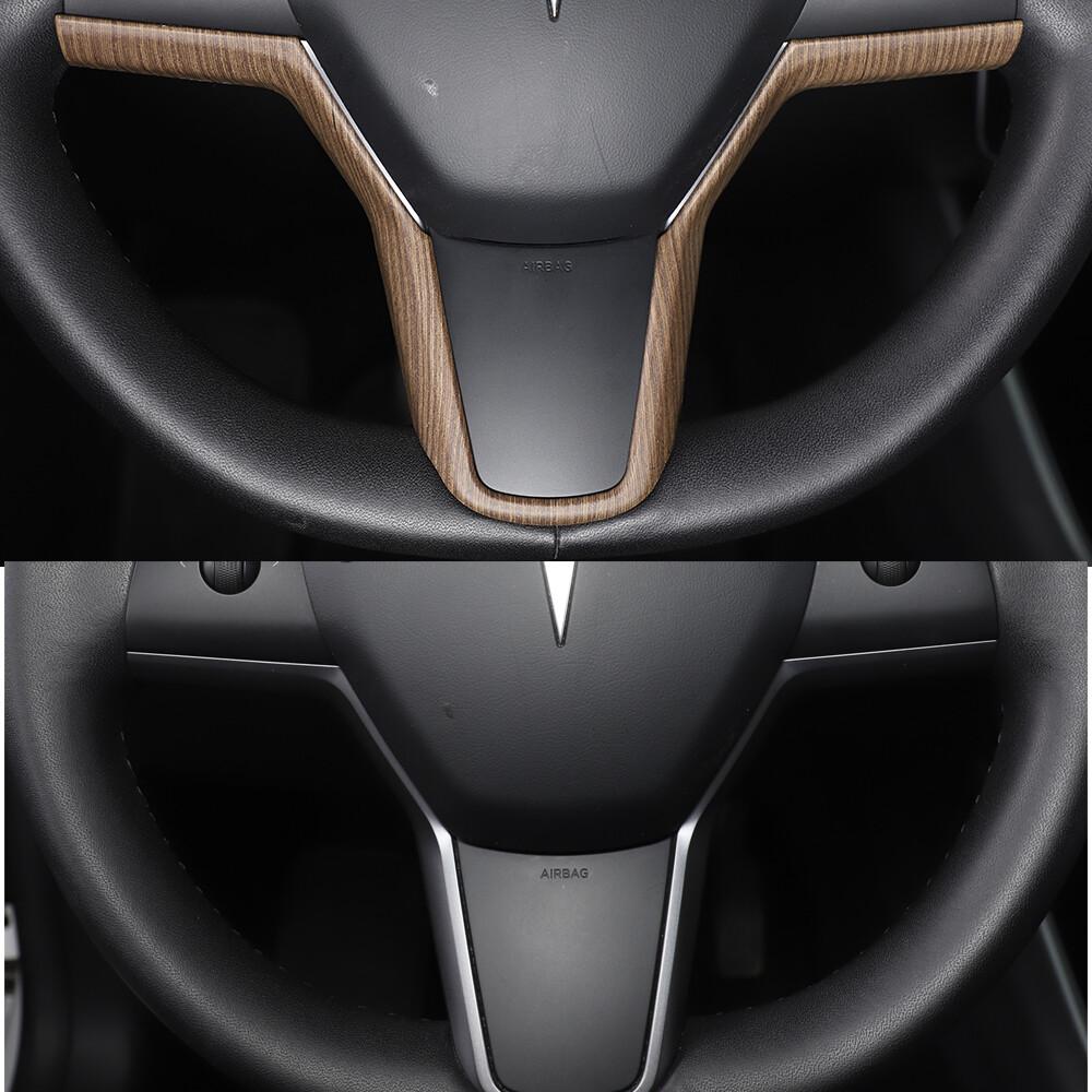 Grain Steering Wheel Trim Cover Interior Accessories For Tesla Model 3 17-21 US