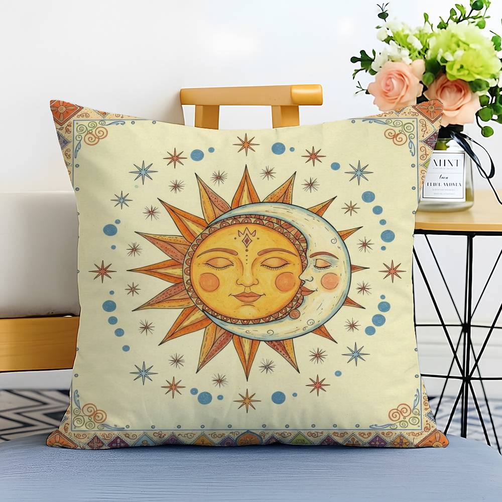 Portia Sun Moon Pattern Pillow Case Printed Brushed Fleece Pillow Baby Skin-Touch Eco-Friendly Dye-Sublimat