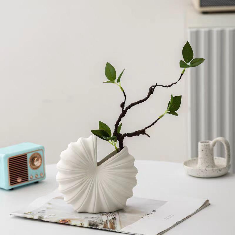 Vaso in Ceramica a Forma di Conchiglia Stile Europeo Semplice Creativo Nuovo Modello per Fiori Secchi Fiori Freschi Coltivazione Idroponica Scandinavo