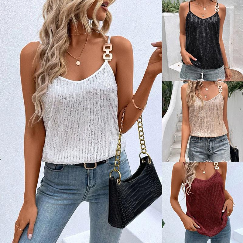 2024 Cross-border Fashion: Women's Sequin Camisole Vest for Banquet & Annual Meetings