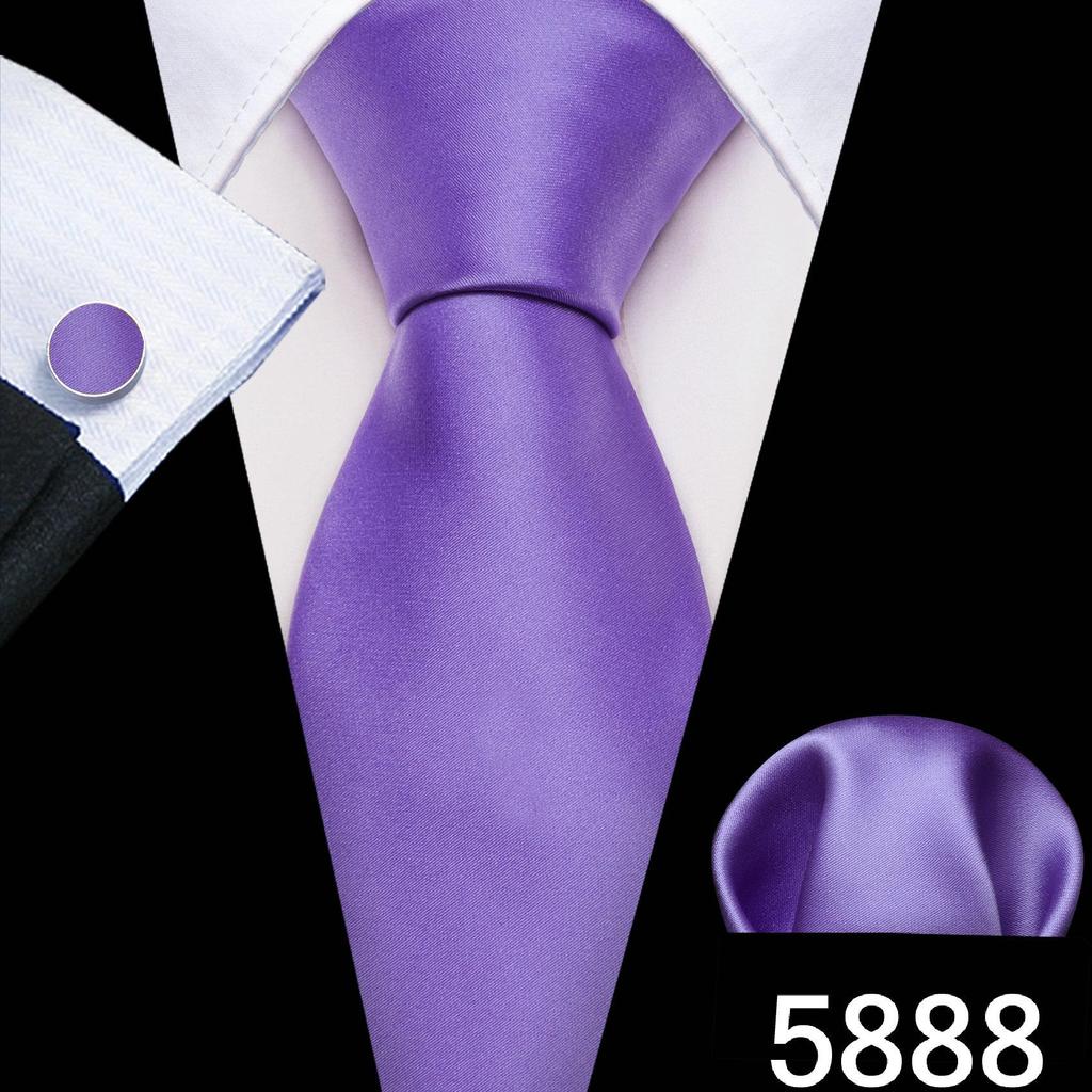 Barry.Wang Mens Striped Silk Tie Handkerchief Cufflinks Formal Necktie Set Designer