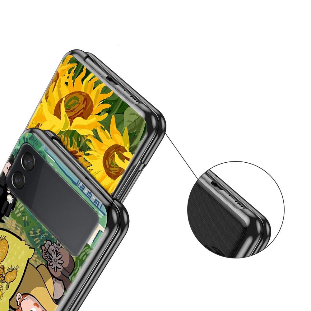 Case for Samsung Galaxy Z Flip 3 4 5 6 Folding Van Gogh Sunflowers The Starry Night For Samsung Z Flip4 Flip5 PC Hard Cover