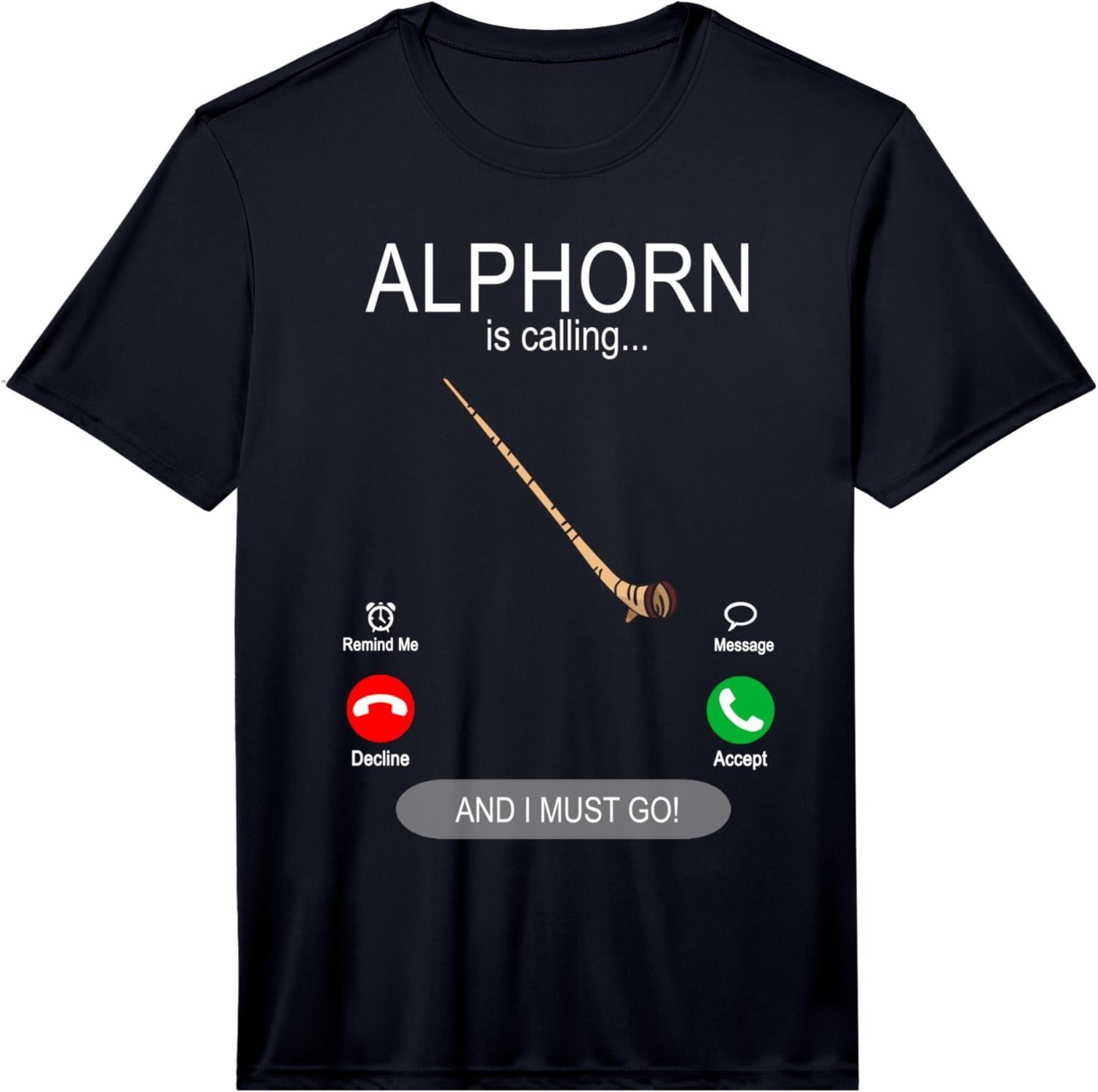 Alphorn Is Calling Funny Alpine Horn Player Swiss Folk Musician T-Shirt Gift Tee S разноцветный