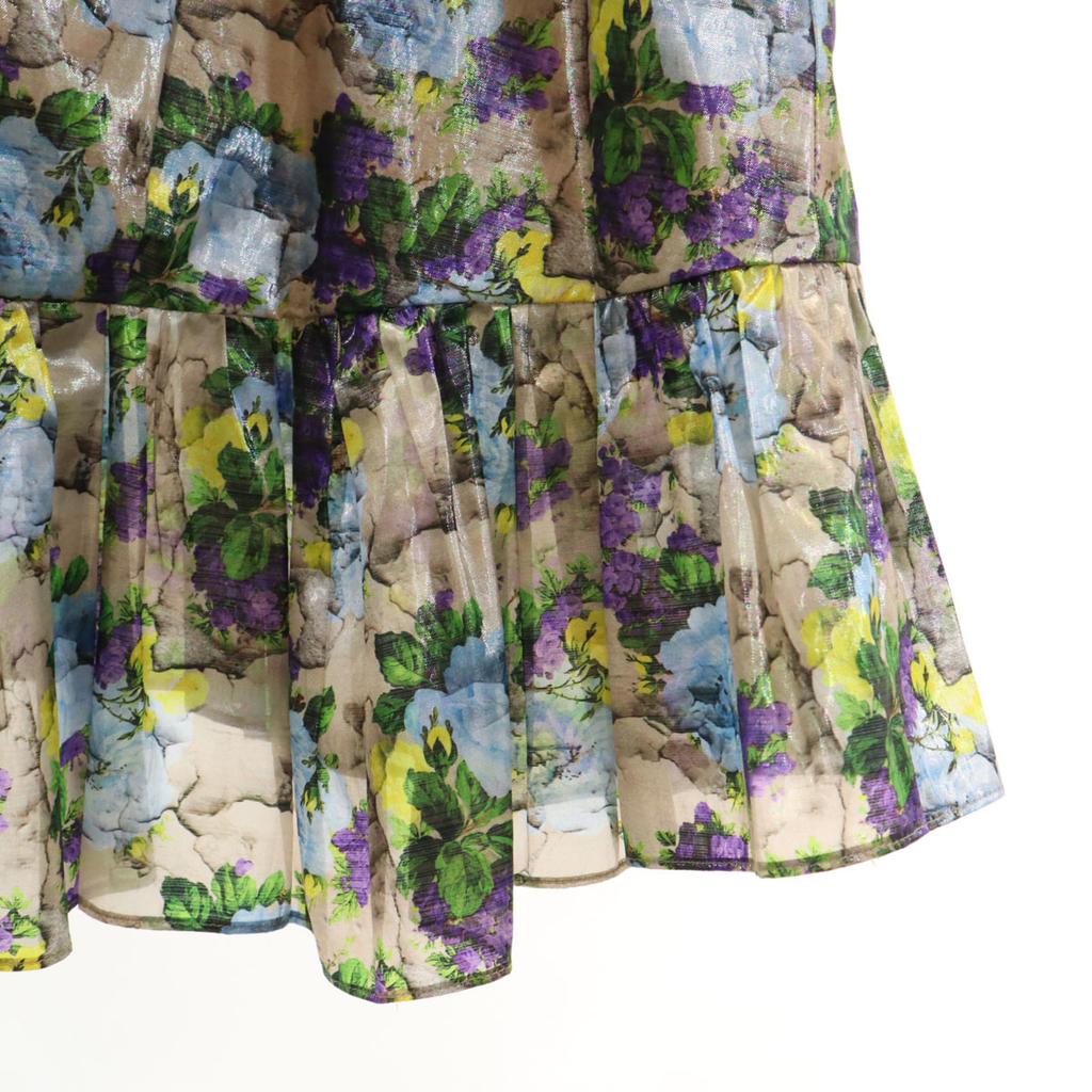 MSGM Made In Italy Floral No Sleeve Mini Dress 42 Beige Brown Women Used