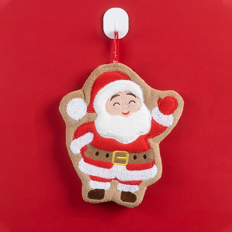 1PC Coral Fleece Children Christmas Creative Small Towel Thickened Hand Towel Multi Element Hanging Cute Embroidery Household